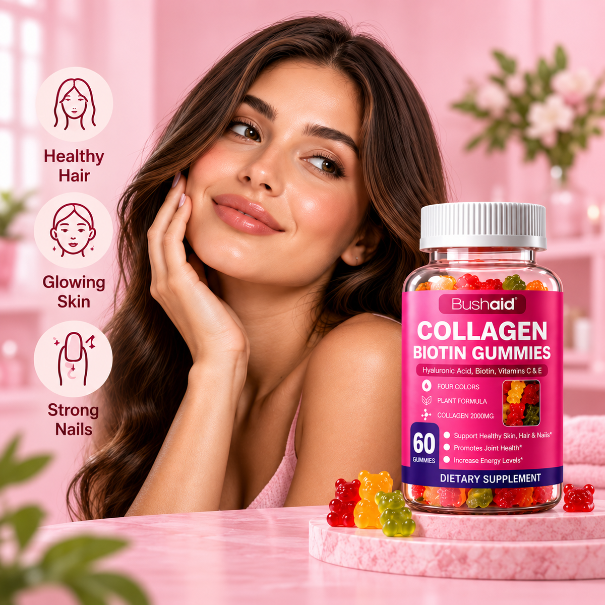 Collagen + Biotin Gummies for Hair, Skin & Nails
