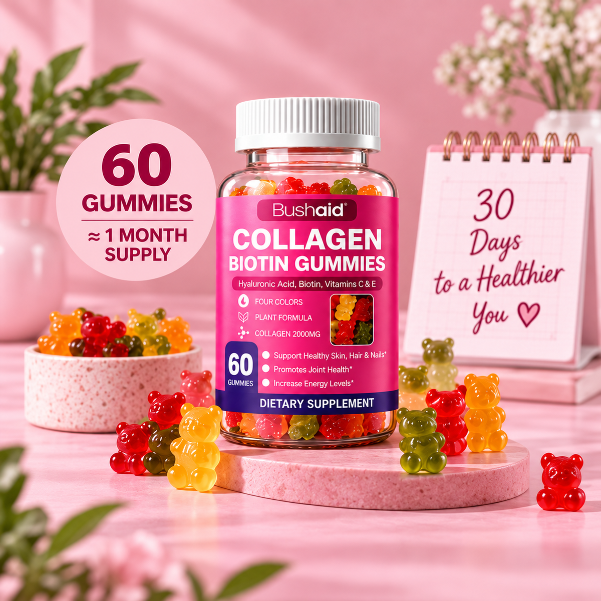 Collagen + Biotin Gummies for Hair, Skin & Nails