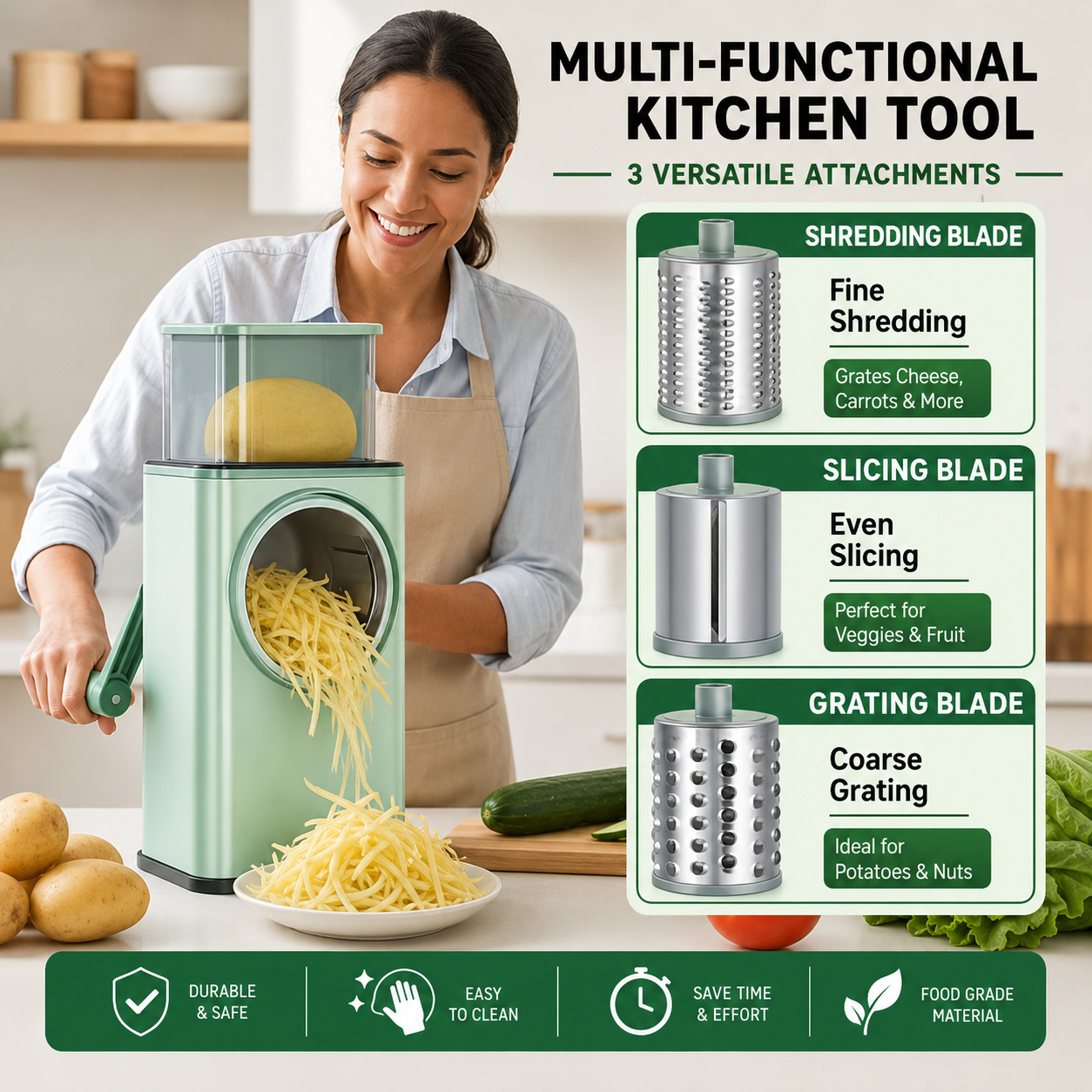 SwiftPrep™ Rotary Drum Vegetable Slicer & Grater