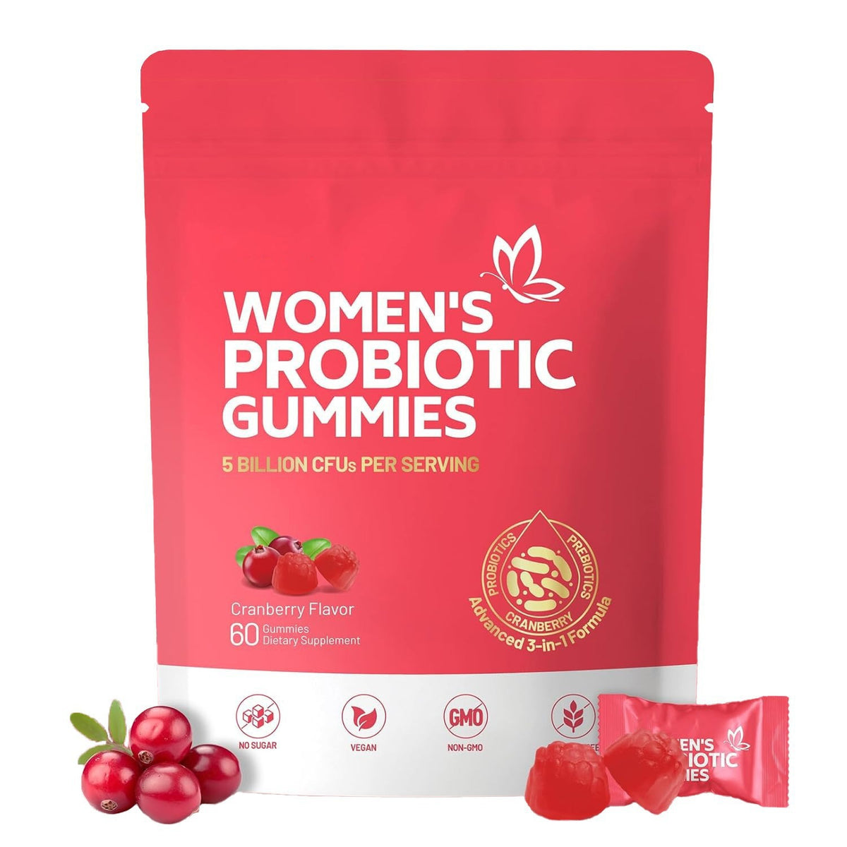 Women’s Cranberry Probiotic Gummies for Digestive & Daily Wellness